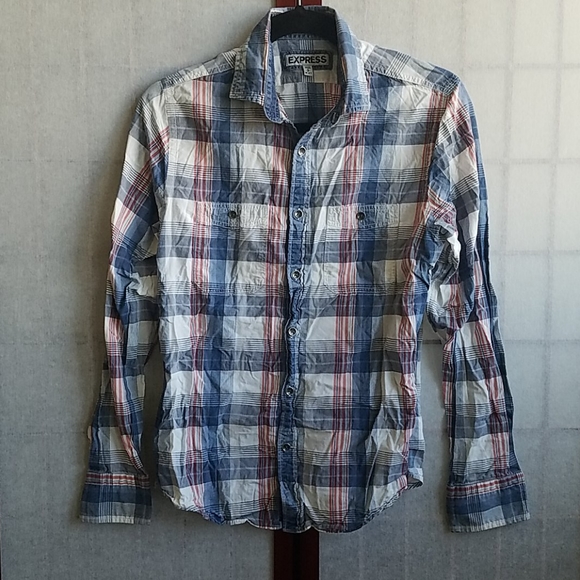 Express Other - Express Red, white, blue plaid casual shirt S.